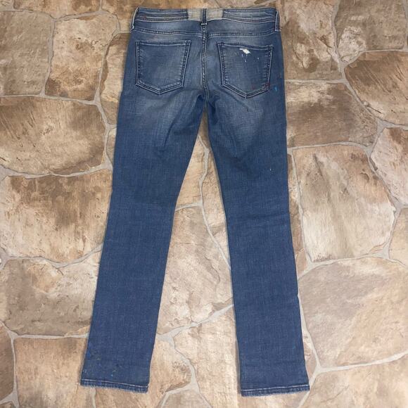 Holding Horses Paint Splatter Design Distressed Skinny Jeans, Size 26 Petite - Picture 7 of 8